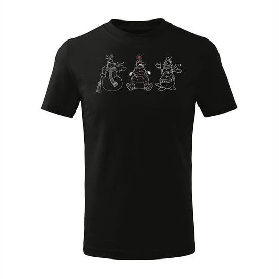 Koszulka świąteczna na święta z bałwanami bałwan dziecięca czarna-122 cm/6 lat TUCANOS
