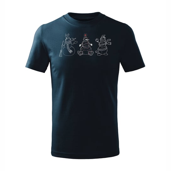 Koszulka świąteczna na święta z bałwanami bałwan dziecięca granatowa-122 cm/6 lat TUCANOS
