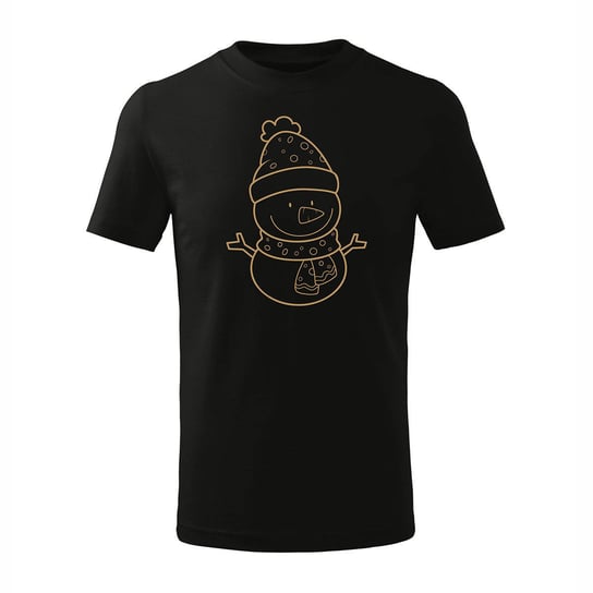 Koszulka świąteczna na święta z bałwanem bałwan dziecięca czarna-122 cm/6 lat TUCANOS