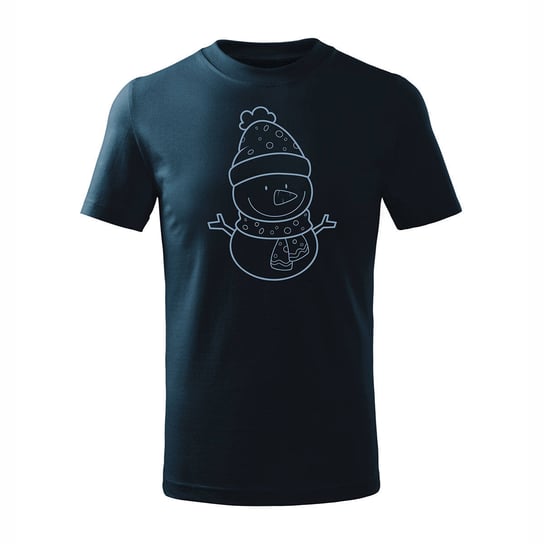 Koszulka świąteczna na święta z bałwanem bałwan dziecięca granatowa-134 cm/8 lat TUCANOS