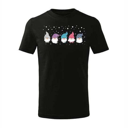 Koszulka świąteczna na święta z krasnalami krasnal dziecięca czarna-158 cm/12 lat TUCANOS