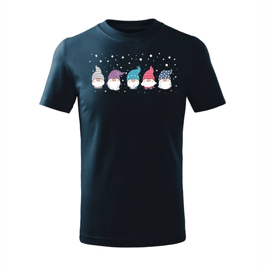Koszulka świąteczna na święta z krasnalami krasnal dziecięca granatowa-110 cm/4 lata TUCANOS