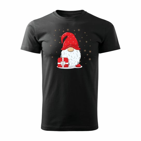 Koszulka świąteczna na święta z krasnalem krasnal męska czarna-S TUCANOS