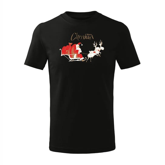 Koszulka świąteczna na święta z Mikołajem Mikołaj dziecięca czarna-134 cm/8 lat TUCANOS