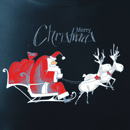 Koszulka świąteczna na święta z Mikołajem Mikołaj dziecięca granatowa-110 cm/4 lata TUCANOS
