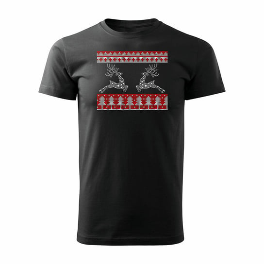 Koszulka świąteczna na święta z reniferami renifer męska czarna-S TUCANOS