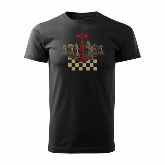 Koszulka szachy dla szachisty z szachami w szachy męska czarna REGULAR-M TUCANOS