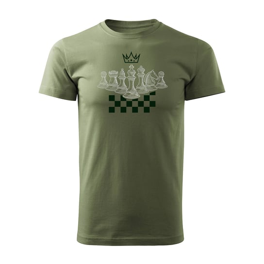 Koszulka szachy dla szachisty z szachami w szachy męska khaki REGULAR-M TUCANOS