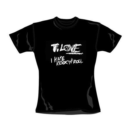 koszulka T. Love I Hate Rock'N'Roll (Black, Women's, Size: XS) Merchlabel