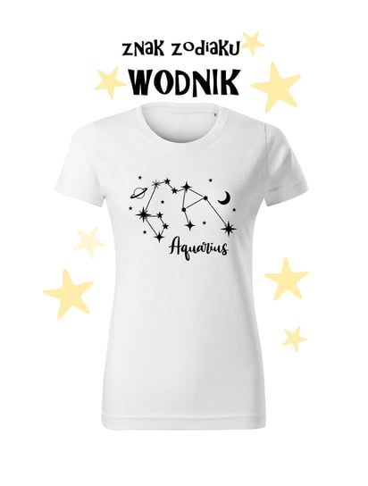 Koszulka T-shirt Biała znak zodiaku Wodnik Hafna