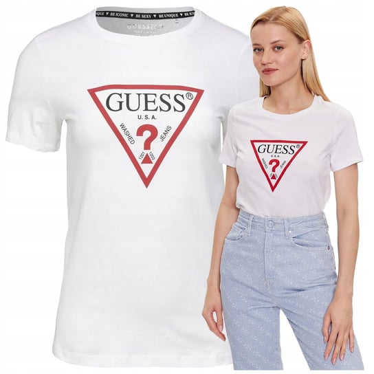 Koszulka T-shirt Damska Biała Bluzka Damska Guess Slim Elegancka Ładna Koszulka T-shirt Damska Biała Bluzka Damska Guess Slim Elegancka Ładna r.L GUESS