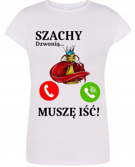 Koszulka T-Shirt damski nadruk Szachy Dzwonią Muszę Iść! S Inna marka