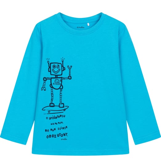 Koszulka T-shirt dziecięca chłopięca długi rękaw Robot na desce 122 Endo Endo