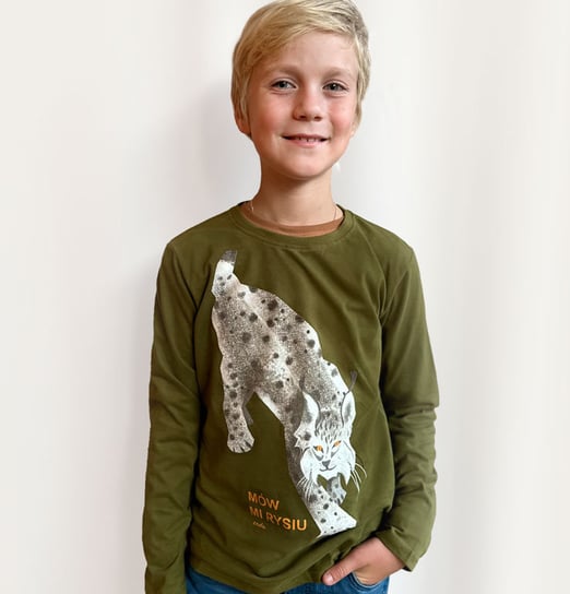 Koszulka T-shirt dziecięca chłopięca z długim rękawem Ryś bawełna 110 Endo Endo
