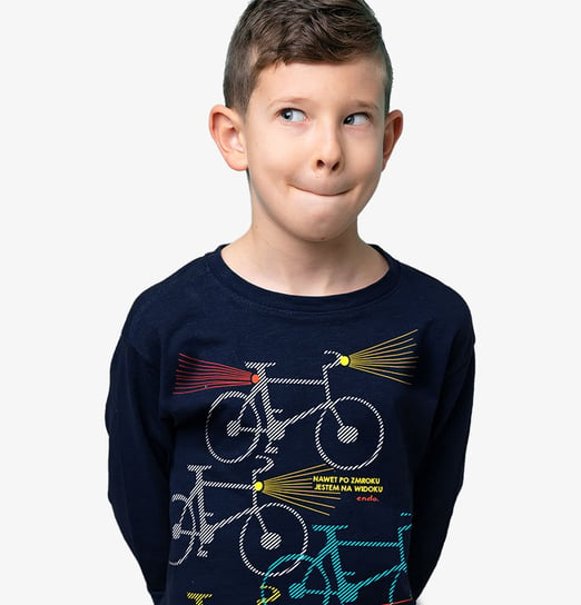 Koszulka T-Shirt Dziecięca Chłopięca Z Długim Rękawem Z Rowerami 140 Endo Endo