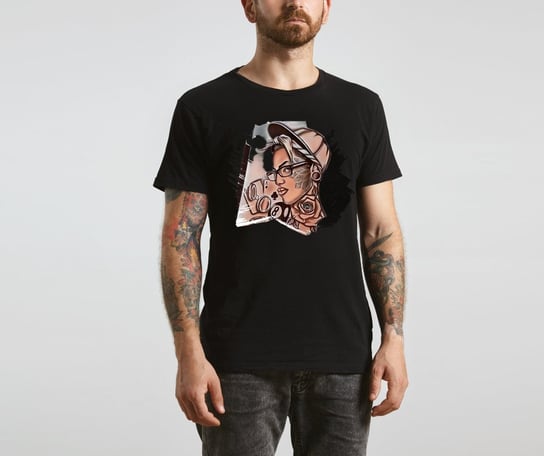 Koszulka T-Shirt Gang Side czarny rozmiar 2XL nadruk z nadrukiem Inna marka