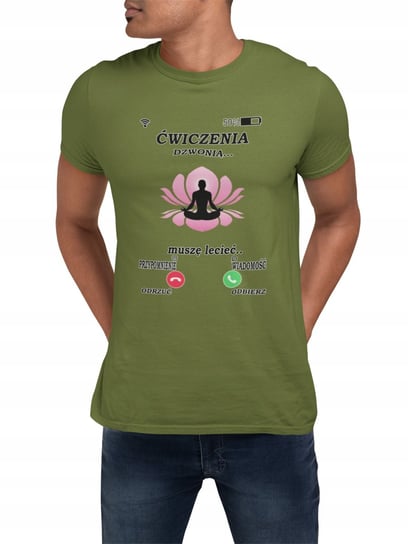 KOSZULKA T-SHIRT MĘSKA PREZENT DLA NIEGO NA WALENTYNKI ŚMIESZNE YOGA - S Inna marka