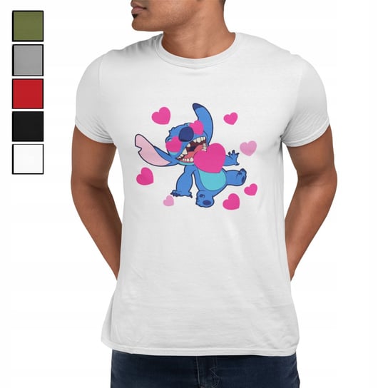 KOSZULKA T-SHIRT MĘSKA PREZENT DLA NIEGO WALENTYNKI LILO&STITCH LOVE - S Inna marka