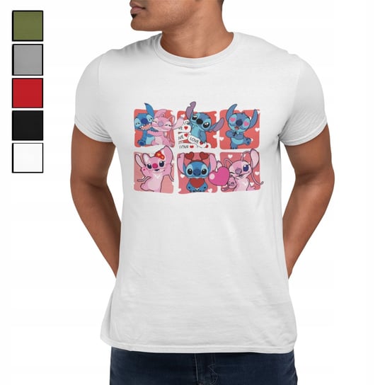 KOSZULKA T-SHIRT MĘSKA PREZENT DLA NIEGO WALENTYNKI STITCH LOVE - 3XL Inna marka