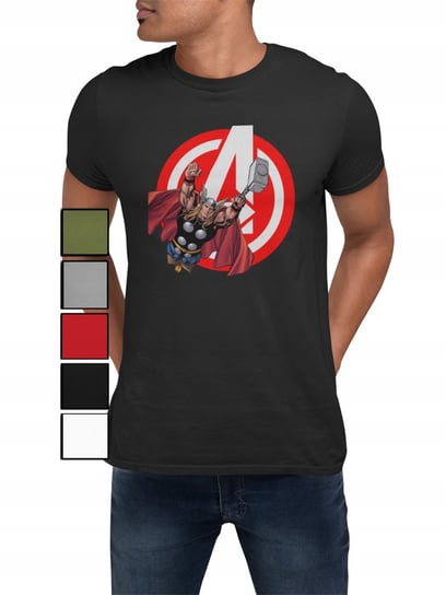 KOSZULKA T-SHIRT MĘSKA Z NADRUKIEM AVENGERS THOR MŁOT MARVEL - S Inna marka