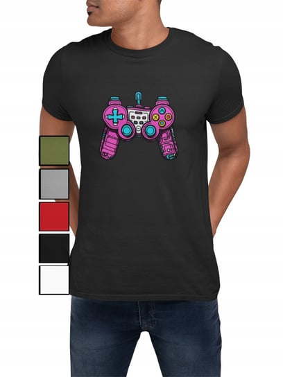 KOSZULKA T-SHIRT MĘSKA Z NADRUKIEM DLA GRACZA GAMER PAD GRY - M Inna marka