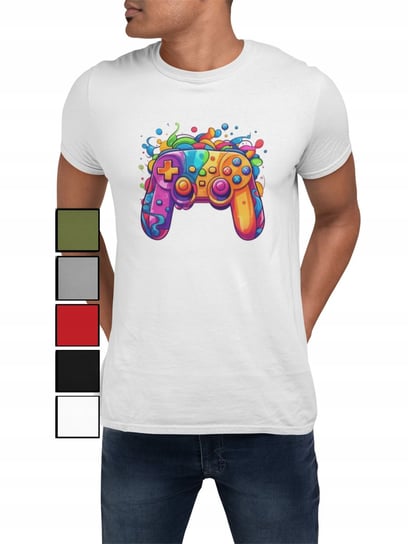 KOSZULKA T-SHIRT MĘSKA Z NADRUKIEM DLA GRACZA GAMER PAD GRY - M Inna marka