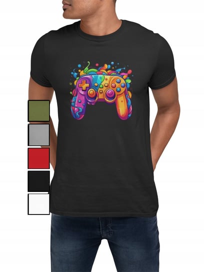 KOSZULKA T-SHIRT MĘSKA Z NADRUKIEM DLA GRACZA GAMER PAD GRY - S Inna marka