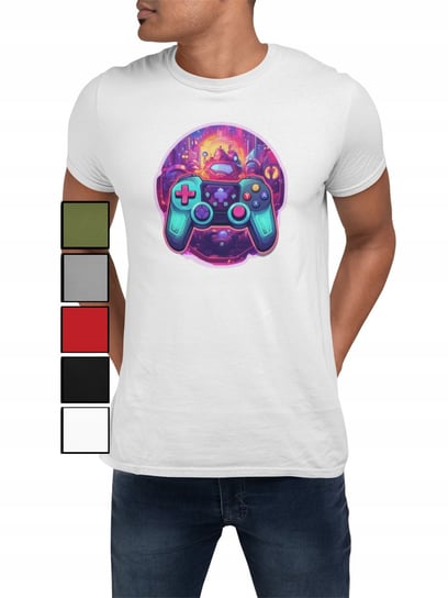 KOSZULKA T-SHIRT MĘSKA Z NADRUKIEM DLA GRACZA GAMER PAD GRY - XL Inna marka