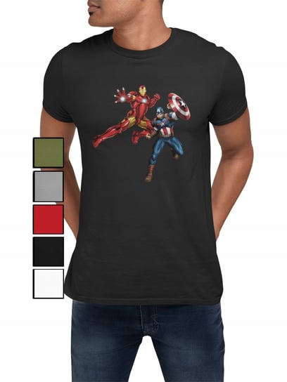 Koszulka T-Shirt Męska Z Nadrukiem Kapitan Ameryka Iron Man - M Inna marka