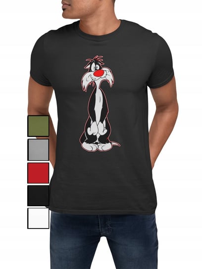 KOSZULKA T-SHIRT MĘSKA Z NADRUKIEM LOONEY TUNES SYLWESTER KOT - S Inna marka