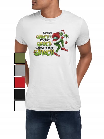 KOSZULKA T-SHIRT MĘSKA Z NADRUKIEM NA PREZENT ŚWIĘTA GRINCH - 3XL Inna marka