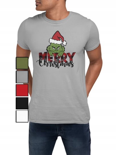 KOSZULKA T-SHIRT MĘSKA Z NADRUKIEM NA PREZENT ŚWIĘTA GRINCH - S Inna marka