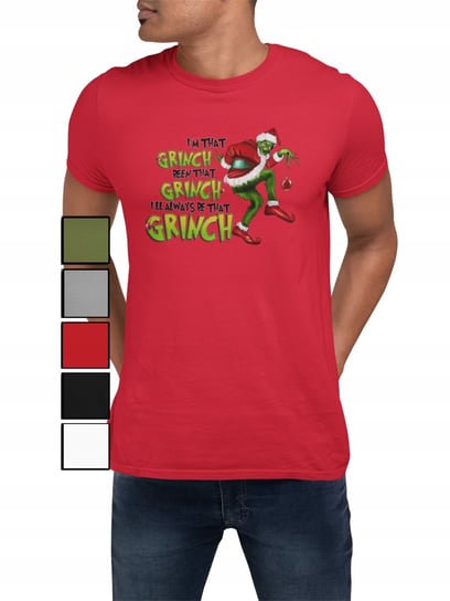 KOSZULKA T-SHIRT MĘSKA Z NADRUKIEM NA PREZENT ŚWIĘTA GRINCH - XXL Inna marka