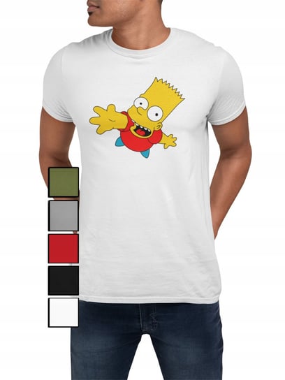 KOSZULKA T-SHIRT MĘSKA Z NADRUKIEM SIMPSON BART NA PREZENT - 3XL Inna marka