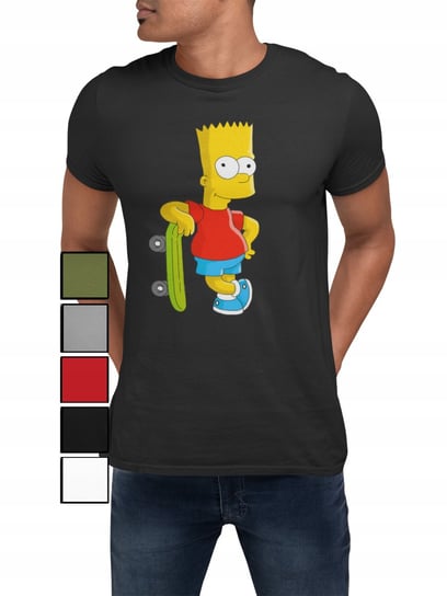 KOSZULKA T-SHIRT MĘSKA Z NADRUKIEM SIMPSON BART NA PREZENT - M Inna marka