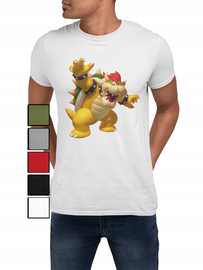 KOSZULKA T-SHIRT MĘSKA Z NADRUKIEM SUPER MARIO LUIGI SMOK DLA FANA - L Inna marka