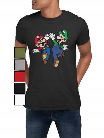 Koszulka T-Shirt Męska Z Nadrukiem Super Mario Luigi Smok Dla Fana - M Inna marka