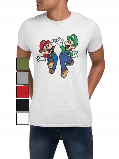 Koszulka T-Shirt Męska Z Nadrukiem Super Mario Luigi Smok Dla Fana - M Inna marka