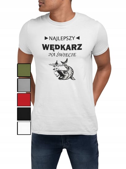 KOSZULKA T-SHIRT MĘSKA Z NADRUKIEM WĘDKARZ RYBY PREZENT DLA FANA - 3XL Inna marka