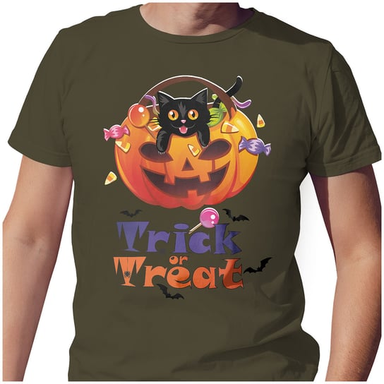 KOSZULKA T-SHIRT MĘSKI 2XL HALLOWEEN SŁODYCZE ALBO PSIKUS SUPER JAKOŚĆ PolskaKoszulka