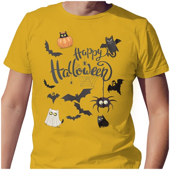 KOSZULKA T-SHIRT MĘSKI L HAPPY HALLOWEEN KOTY KOTKI SUPER JAKOŚĆ PolskaKoszulka