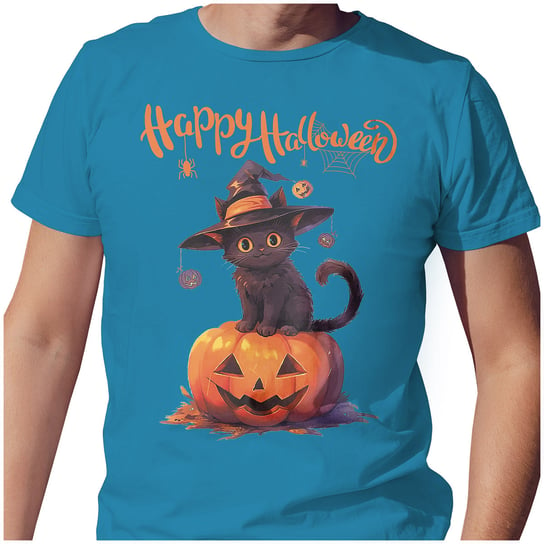 KOSZULKA T-SHIRT MĘSKI M HALLOWEEN KOT CZAROWNICA DYNIA SUPER JAKOŚĆ PolskaKoszulka