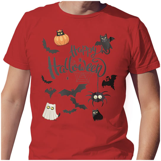 KOSZULKA T-SHIRT MĘSKI M HAPPY HALLOWEEN KOTY KOTKI SUPER JAKOŚĆ PolskaKoszulka