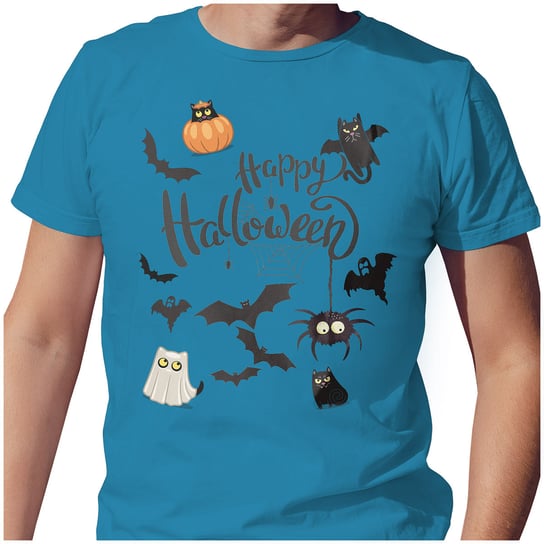 KOSZULKA T-SHIRT MĘSKI S HAPPY HALLOWEEN KOTY KOTKI SUPER JAKOŚĆ PolskaKoszulka