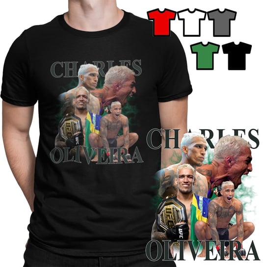 KOSZULKA T-SHIRT MĘSKI WZORY - Charles Oliveira BOKS MMA WALKI KLATKA - XXL WORLD CASE