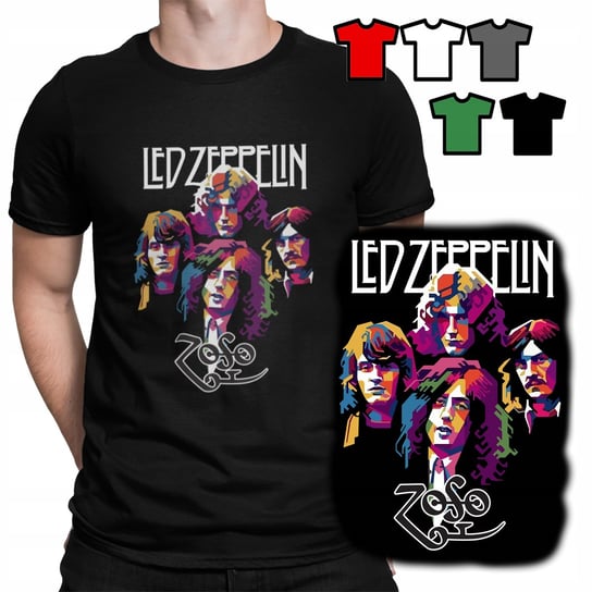 KOSZULKA T-SHIRT MĘSKI WZORY - LED ZEPPELIN ROCK METAL MUZYKA - XL WORLD CASE