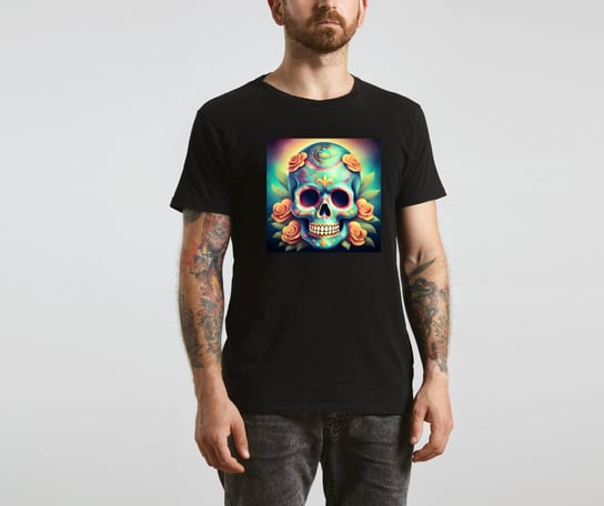 Koszulka T-Shirt Skull Czarna rozmiar M z nadrukiem nadruk czaszka tatuaż tattoo unisex Inna marka
