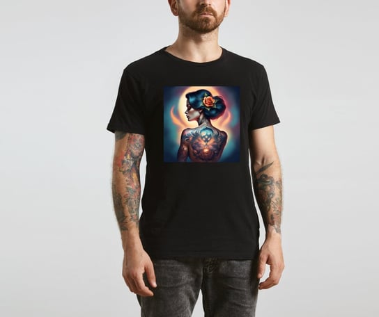 Koszulka T-Shirt Tattoo Girl czarna rozmiar 3XL z nadrukiem nadruk tatuaż tattoo unisex Inna marka