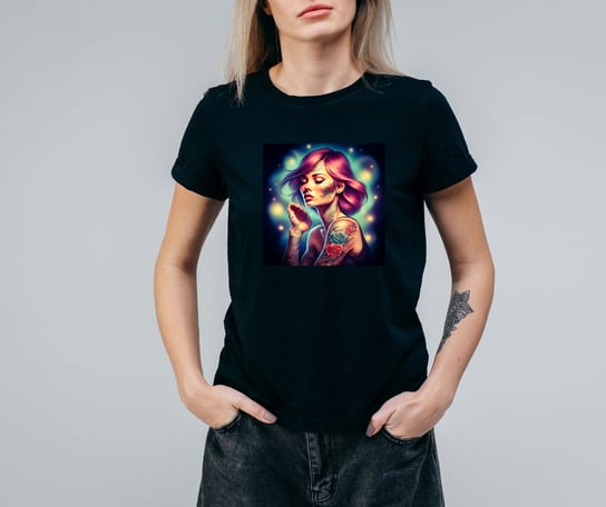 Koszulka T-Shirt Tattoo Girl czarna Rozmiar M z nadrukiem nadruk Inna marka