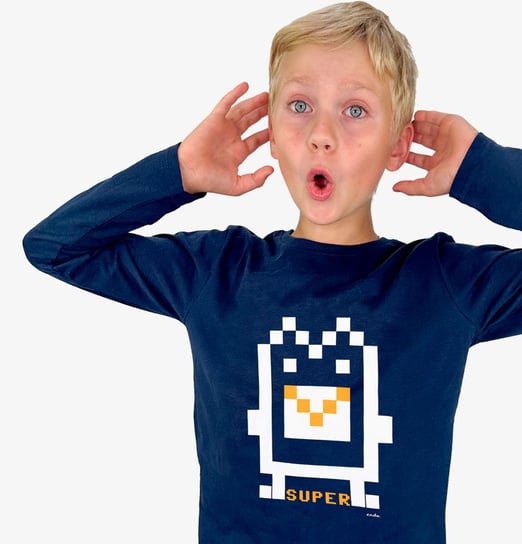 Koszulka T-Shirt Z Długim Rękawem Chłopięca Bawełna Stworek Pixel 140 Endo Endo